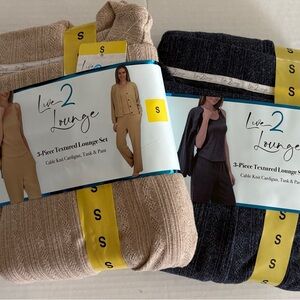 Women's 3 Piece Textured Cable Knit Lounge Set of 2